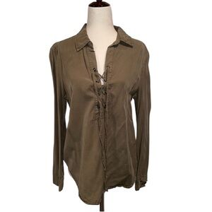 Lace Up Army Green Top